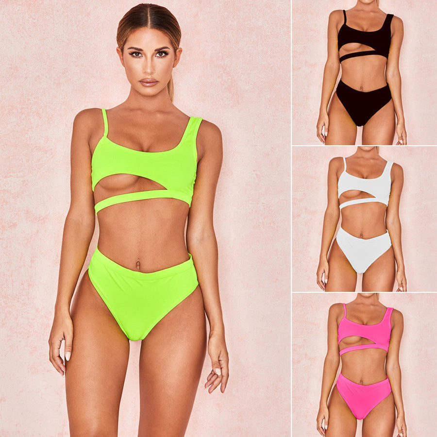 solid color ladies swimwear with chest pad without steel support