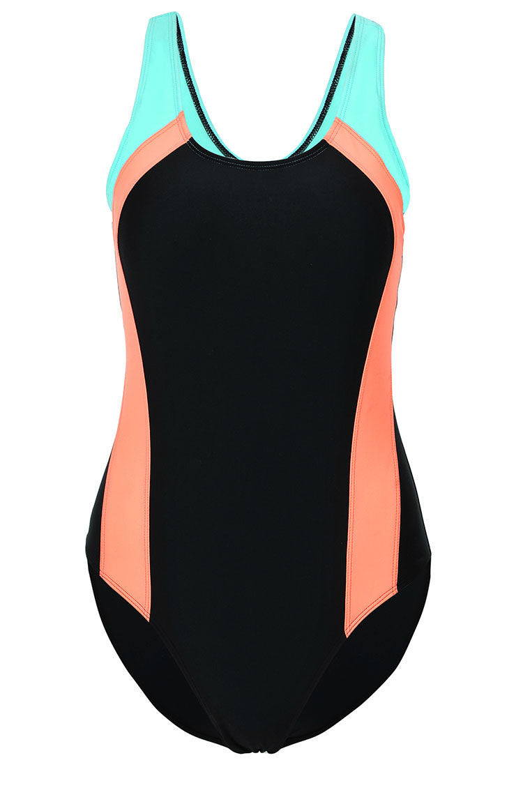 womens black one-piece swimsuit