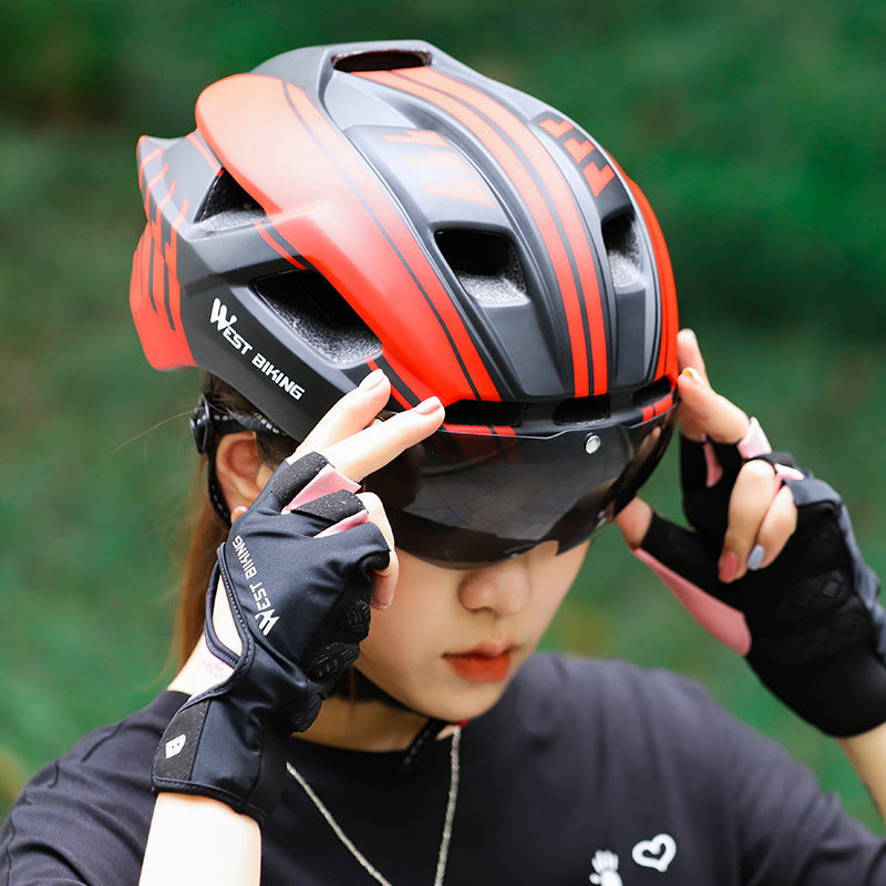 Integrated Cycling Helmet with Goggles – Mountain & Road Bike Safety Gear