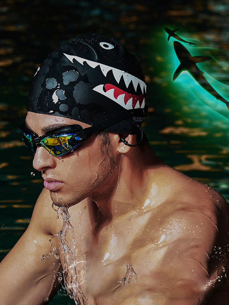 printed silicone swimming cap