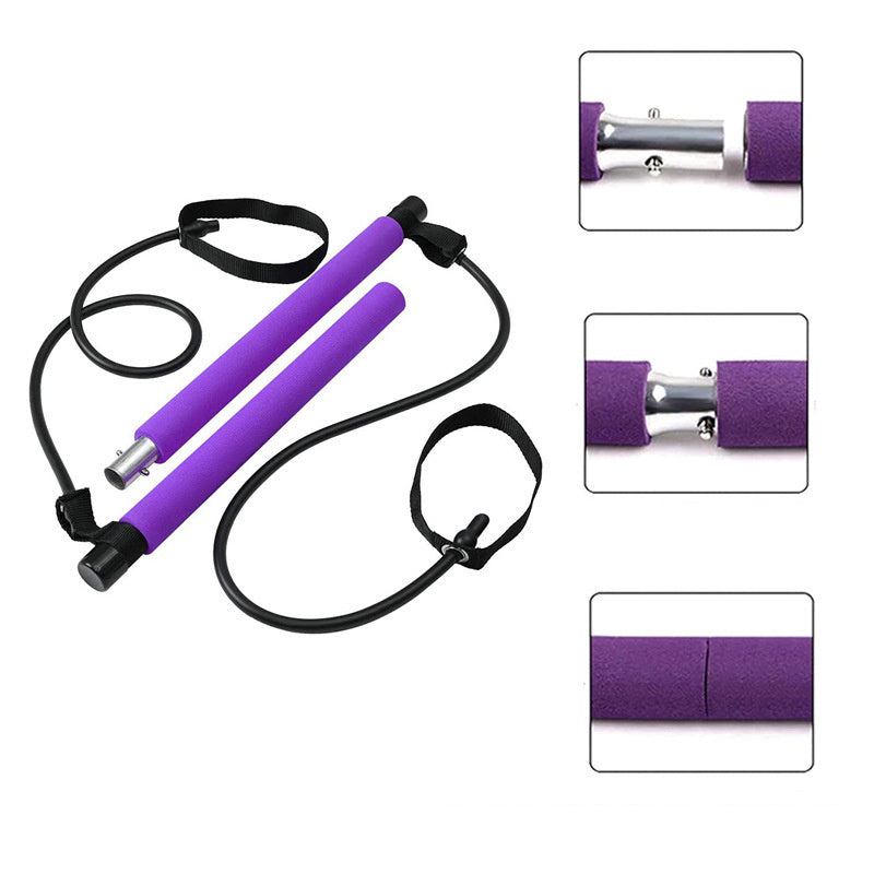 Portable Yoga Pilates Bar with Resistance Bands – Home Workout Trainer
