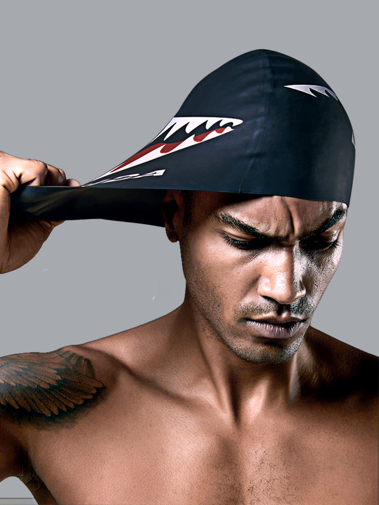 printed silicone swimming cap
