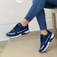 Women’s Casual Lace-Up Flat Sneakers – Round Toe Walking Shoes