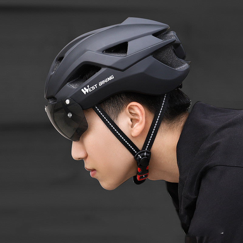 Integrated Cycling Helmet with Goggles – Mountain & Road Bike Safety Gear